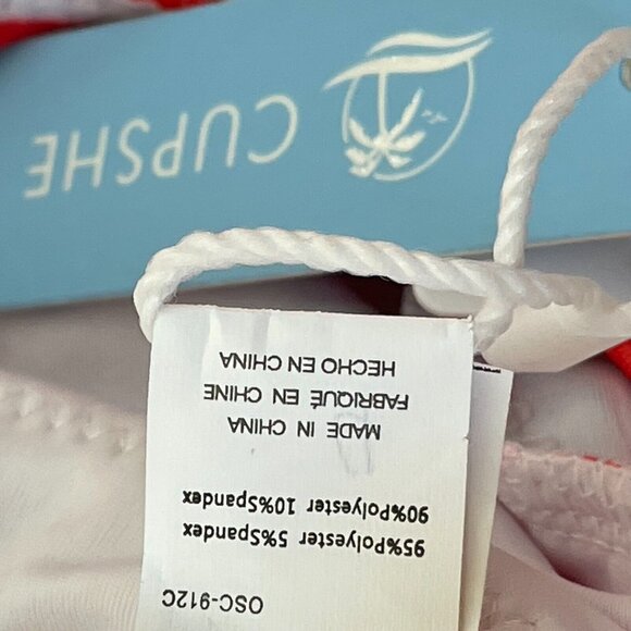 NEW Cupshe Womens Size Large Red White Striped Halter One Piece Swimsuit - Picture 5 of 5